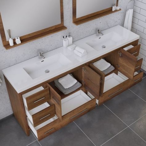 Alya Bath Sortino 84 Inch Double Bathroom Vanity, Rosewood 5 Large Double Sink Vanity, Dual Sink Vanity, Bathroom Double Sink Cabinet, Double Vanity Bathroom Ideas Master Suite, Floating Double Vanity, Dual Vanity Bathroom Ideas, Mid Century Double Vanity, Bathroom Vanity Ideas Double Sink, Double Vanity Bathroom Ideas