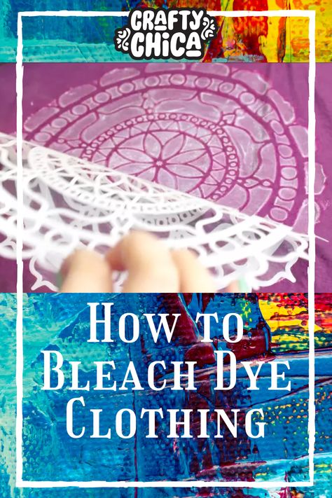 Bleach Dye Stencil, Bleach Gel Diy, Bleach Gel Art, Bleach Tie Dye Diy Stencil, Bleach Stamping Fabric, Tie Dye Stencil, Painting Bleach On Clothes, Bleach Dye Designs Diy, Bleach Gel Shirt Diy