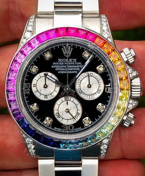 Rolex Rainbow Daytona, Rolex Rainbow, Rolex Daytona Rainbow, Smirnoff Flavors, Watches Expensive, Rolex Watch Price, Rolex Daytona Watch, Hand Watches, Rolex Batman