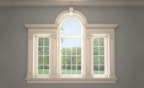 Federal Colonial Style Windows Window Millwork, Hamptons Windows, Modern Colonial Exterior, Windows Style, Palladian Window, Interior Window Trim, Window Brands, Clapboard Siding, Interior Window