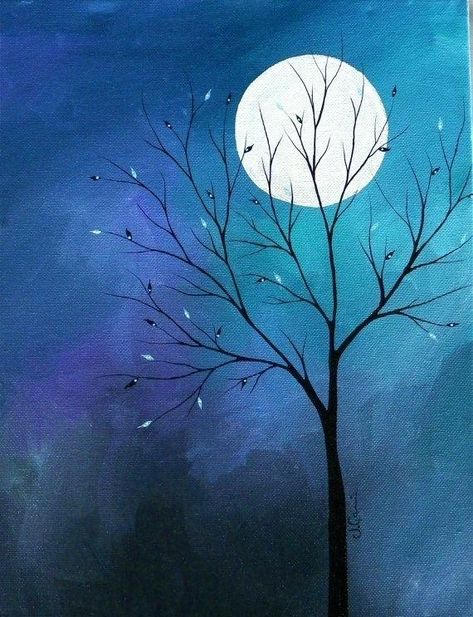 30 Easy Tree Painting Ideas for Beginners, Simple Acrylic Abstract Pai – Art Painting Canvas Canvas Painting Projects, Tree Of Life Painting, Easy Landscape Paintings, Abstract Tree Painting, Easy Flower Painting, Simple Canvas Paintings, Easy Canvas Painting, Moon Painting, Cat Air