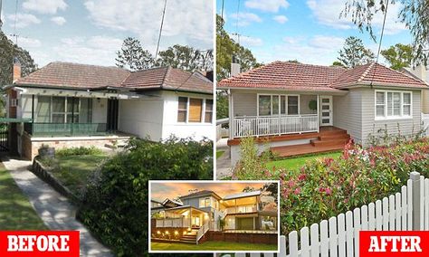 Couple bought home for $660,000 and sold for $1.7 million in TWO years Beach House Renovation, Sydney House, Exterior House Renovation, Weatherboard House, House Makeovers, Pintura Exterior, Extra Bedroom, Cottage Exterior, Exterior Renovation