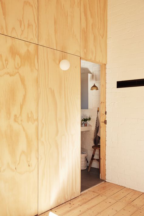 Tiny Addition Proves How Useful a Small, Considered Space Can Be Bedhead Panelling, Plywood Walls Ideas Interior Design, Plywood Ceiling, Plywood House, Plywood Interior, Plywood Walls, Edwardian House, Plywood Panels, Clinic Design