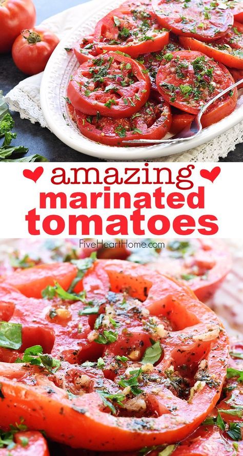 Tomatoes Recipes, Salad Kale, Marinated Tomatoes, Tomato Salad Recipes, Juicy Tomatoes, Wine Vinegar, Veggie Side Dishes, Summer Salad, Tomato Recipes