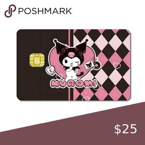 Kuromi Sticker Film Tape for Credit Card Debit Card.NWT Kuromi Credit Card, Kuromi Money, Credit Card Printable, Kuromi Sticker, Loyalty Card Design, Printable Paper Patterns, Sanrio Bag, Credit Card Design, Cute Ipad Cases