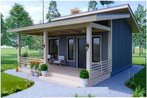 Dream Tiny Life, 7x6m (42m2) - Trend House Designs Fish Camp House, Farmhouse Tiny Home, Kampung House, Tiny Container House, Small House Living, Tiny House Big Living, Bahay Kubo, Gray House, Small Tiny House