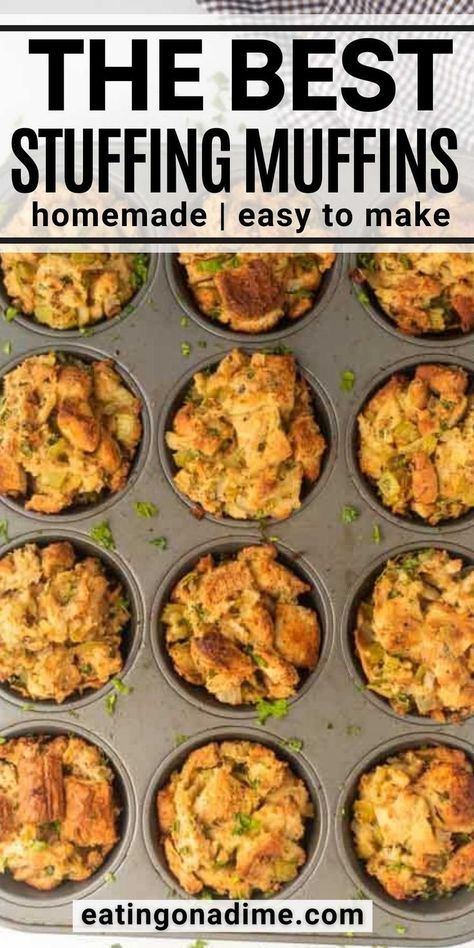 Stove Top Stuffing Muffins, Simple Stuffing Recipe, Simple Stuffing, Stove Top Stuffing Recipes, Stuffing Muffins, Classic Stuffing Recipe, Classic Stuffing, Easy Stuffing Recipe, Best Stuffing