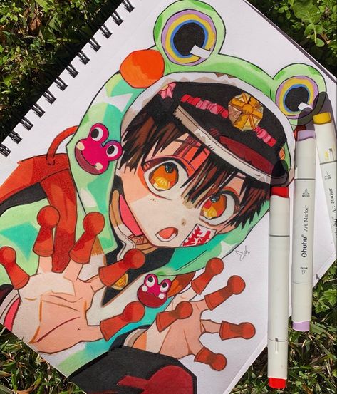 Anime Marker Drawings, Marker Drawing Anime, Anime Marker Art, Hanako Drawing, June Crafts, Art Markers Drawing, Copic Marker Art, Cute Sketches, Beautiful Art Paintings