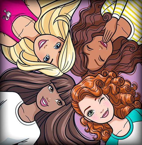 Barbie and friends artwork | by TheCollectorF Four Barbie Friends, 5 Barbie Friends, Four Friends Cartoon, 4 Best Friends Cartoon, Four Best Friends Drawing, Barbie Friends Cartoon, 4 Best Friends Drawing, 3 Barbie Friends, 4 Girls Cartoon