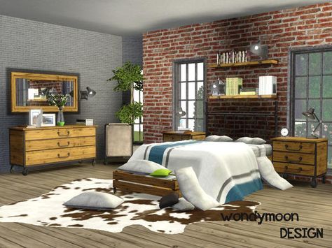 Fluorine Bedroom by Wondymoon  http://www.thesimsresource.com/downloads/1176833 Sims 3 Bedroom, Sims 3 Houses Plans, Sims 3 Cc, Sims 3 Cc Finds, Adult Bedroom, Mirror With Shelf, Sims Community, The Sims Resource, Custom Content