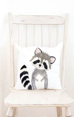 Raccoon Pillow, Raccoon Nursery, Demotivational Quotes, Baby Raccoon, Animal Pillow, Nursery Lamp, Textile Print, Baby Room Design, Baby Animal Prints