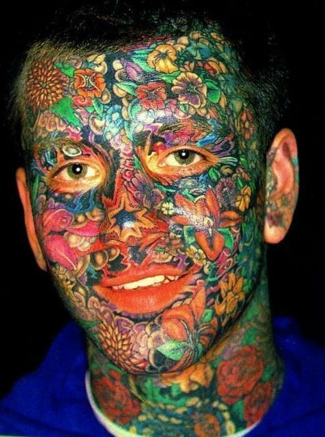 Full Face Tattoo, Tattooed Guys, Tattooed Men, Torso Tattoos, Facial Tattoos, Body Tattoo, Full Body Tattoo, 3d Tattoos, Facial Piercings