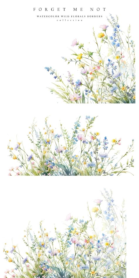 Wild Floral Clipart Floral Watercolor Borders Premade Clipart Wedding Clipart Floral Borders Watercolor Clipart Wild Flowers Art - Etsy Taiwan Flower Edge Border Drawing, Flower Background Watercolor, Watercolor Borders, Wild Flower Art, Wildflower Border, Floral Website, Watercolor Border, Floral Borders, Floral Border Design