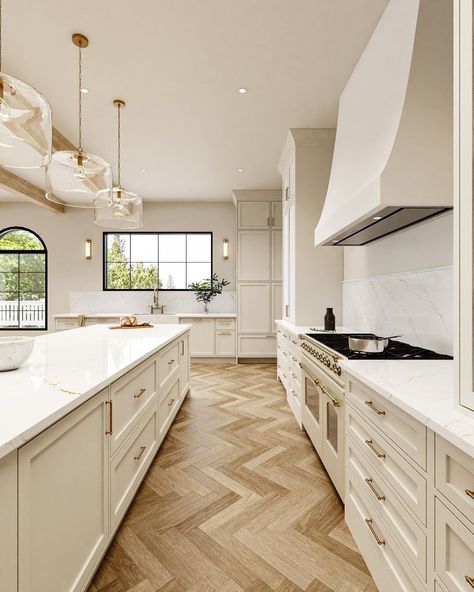 Pixl3D on Instagram: “Check out this stunning kitchen design rendered by our team. We have all been sleeping on those Herringbone white oak floors!” White Oak Herringbone Floor, Herringbone Kitchen Floor, Oak Herringbone Floor, White Oak Herringbone, Herringbone Kitchen, Kitchens Ideas, White Oak Floors, Herringbone Floor, Stunning Kitchens