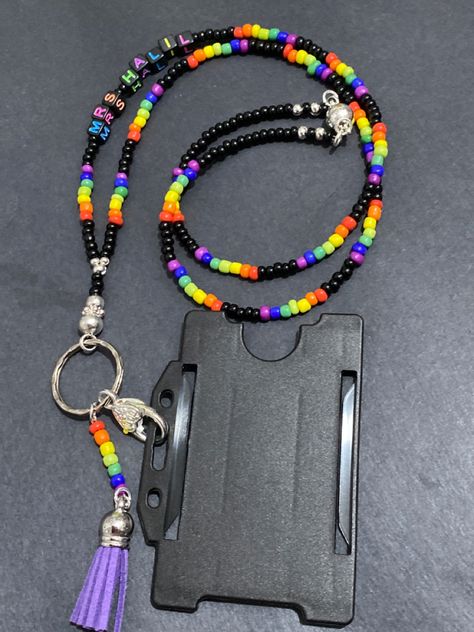 Beaded lanyard for your ID, face mask, sos pendant, cruise pass, whistle, door keys, etc Beaded Lanyards Boojee Beads, Beaded Lanyards Badge Holders, Cheap Personalized Beaded Lanyards, Neon Beaded Lanyard, Purple Beaded Lanyard, Eyeglass Chain Holders, Seed Bead Bracelets Tutorials, Diy Lanyard, Eyewear Chain