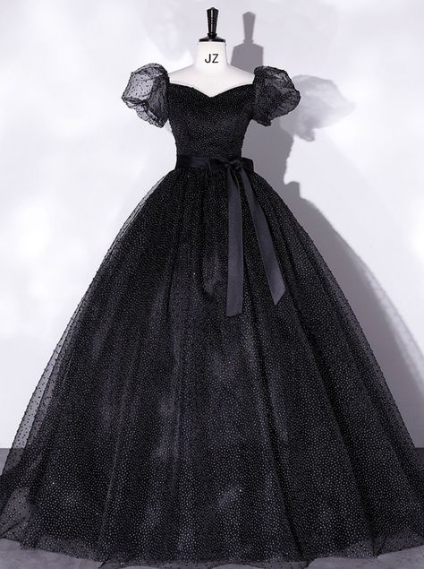 Long Sweet 16 Dresses, Quinceanera Dresses Black, Tulle Long Prom Dress, Sweet 16 Dress, Prom Dress Black, 16 Dress, Black Prom, Fairytale Dress, Black Tulle