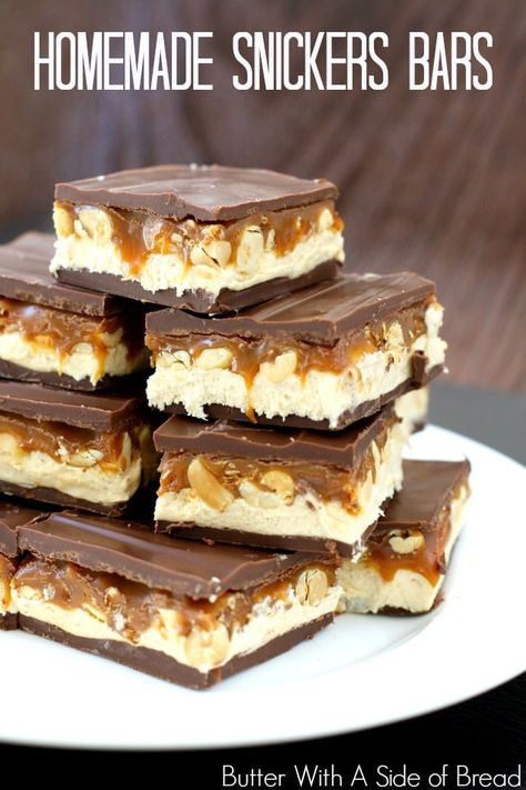 Homemade Snickers Bars made with creamy caramel, easy nougat, peanuts and chocolate. Make a whole pan of your favorite candy bar to share! Snicker Ice Cream Bars, Homemade Snickers Ice Cream Bars, Homemade Snickers Bars Recipe, Home Made Snickers Bars, Snicker Bars Recipe, Snickers Homemade, Snickers Ice Cream Bars, Snicker Bars, Homemade Snickers Bars