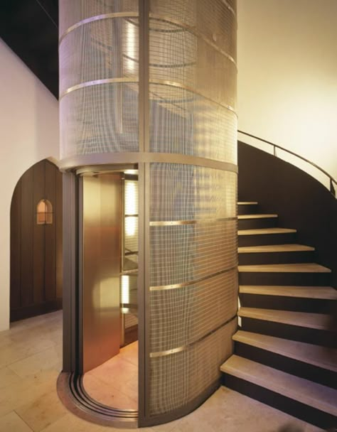 Staircase Lift Design, Villa Elevator, Elevator And Stair Design, Lift And Staircase Design, Glass Lift Design, Elevator In House, Glass Elevator Design, Staircase And Elevator Design, Stair With Elevator Design