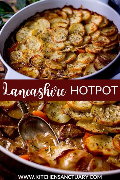 Any dish that still remains popular nearly 200 years after it’s creation is going to be a damn good meal. I grew up in the North of England, so this Traditional Lancashire Hotpot is one of my staple dinners! #lancashire #lancashirehotpot #traditional Staple Dinners, Lancashire Hotpot, Kitchen Sanctuary, Hot Pot Recipe, British Cooking, Scottish Recipes, Lamb Dishes, Minced Meat, English Food