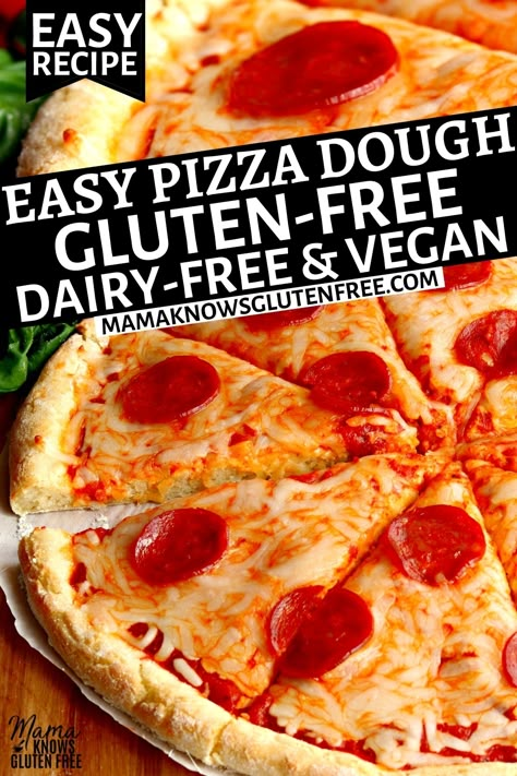 Dairy Free Pizza Crust, Gluten Free Pizza Crust Recipe, Gluten Free Pizza Recipes, Gluten Free Pizza Dough, Dairy Free Pizza, Dairy Free Recipes Dinner, Gluten Free Pizza Crust, Easy Pizza Dough, Homemade Gluten Free