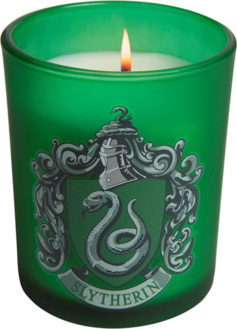 Amazon.com: Harry Potter Slytherin Scented Candle, Large 8 oz - Balsam Fir Scent - Soy and Coco Wax - Great Gift for Harry Potter Fans : Home & Kitchen Hogwarts Candles, Harry Potter Hogwarts Houses, Harry Potter Slytherin, Harry Potter Merchandise, Slytherin House, Harry Potter Collection, Movie Series, Glass Votive, Hand Poured Candle