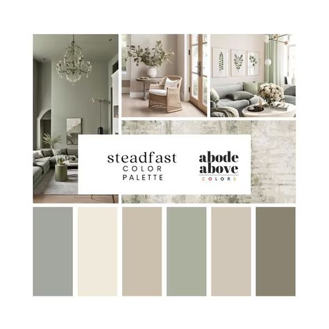 Grey Interior Color Scheme, Grey White Tan Green Bedroom, Home Wall Color Palette, Colors That Compliment Taupe, Grey Green Cream Color Schemes, Grey Tan And Green Living Room, Black Tan And Sage Living Room, Grey White Green Color Palette, Sage Green And Neutral Color Palette