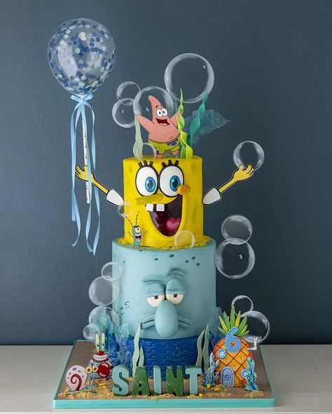 Birthday Cakes » Elegant Temptations Bakery Spongebob Birthday Party Decorations, Spongebob Birthday Cake, Kids Birthday Cakes, Cakes Elegant, Spongebob Cake, Spongebob Birthday Party, Spongebob Party, Spongebob Birthday, Cake Studio