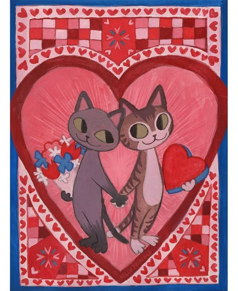 Kelly Pringle on Instagram: "❤️💕Feline Valentine💕❤️ Link in bio if you would like a print/card for a special someone 🐱💌" Painting Inspo, Funky Art, Drawing Inspo, Artsy Fartsy, Pretty Art, Special Someone, Cat Art, Love Love, A Heart