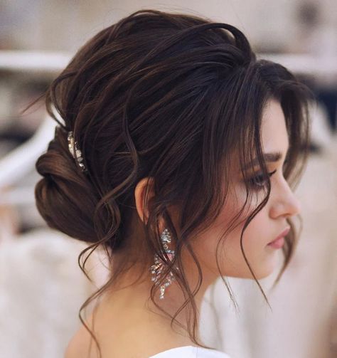 50 New Updo Hairstyles for Your Trendy Looks in 2020 - Hair Adviser Brunette Updo, Messy Hair Updo, Loose Updo, Updo Styles, Long Hair Updo, Low Bun, Fringe Hairstyles, Updo Hairstyles, Penteado Cabelo Curto