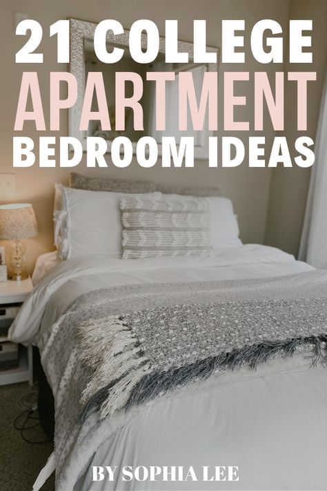 My daughter is moving in to her first college apartment and I wanted to find some ideas for her to use. These college apartment bedroom ideas are going to be perfect for her. Furniture For College Apartment, Decorating College Apartment, College Student Bedroom At Home, Female College Apartment Decor, Student Apartment Bedroom, College Apartment Bedroom Organization, College House Bedroom Ideas, Modern College Apartment Decor, Dorm Apartment Ideas