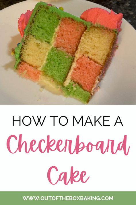 Checker Board Cake Recipe, Checkered Cake How To Make A, Checkerboard Cake Recipe, Check Board Cake, Checkerboard Cake Tutorial, How To Make A Checkerboard Cake, Checkered Cake Inside, Checkered Cake Design, Checkered Birthday Cake