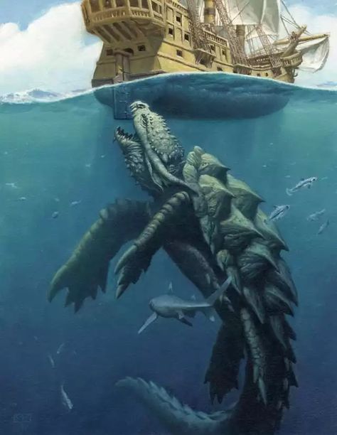 Under Da Sea - Sea Monsters Dump - Imgur D D Monsters, Vintage Sea, Fantasy Beasts, Odaiba, Fantasy Monster, Sea Monsters, Mythological Creatures, Mystical Creatures, Arte Fantasy