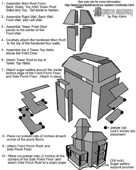 Haunted house template                                                                                                                                                     More Mansion Gingerbread House, Gingerbread House Template Printable, Haunted Gingerbread House, Halloween Gingerbread House, Homemade Gingerbread House, Paper House Template, Gingerbread House Patterns, Cool Gingerbread Houses, Gingerbread House Template