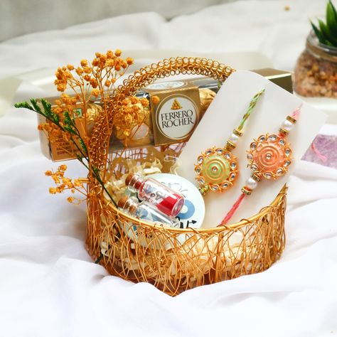 Bro-licious Basket for Raksha Bandhan ❤❤ Celebrate the bond of love with our exclusive Raksha Bandhan Gift Hamper! 🎁✨ This beautifully curated set is perfect for sending to your brother and includes everything to make the occasion special ✨ Handcrafted Rakhi 1 piece 🍫 Ferrero Rocher Chocolates 🩸 Tilak and Chawal in Cork Bottle 🌼 Decorative Metal Basket 🧲 Fridge Magnet Show your brother how much you care with this thoughtfully crafted gift set. Order now and make this Raksha Bandhan unforge... Raksha Bandhan Rakhi, Raksha Bandhan Gifts, Cork Bottle, Ferrero Rocher Chocolates, Hamper Gift, Brother And Sister Love, Metal Basket, Metal Baskets, Ferrero Rocher