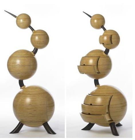 Sculptural Furniture : The "Orb" by Peter Rolfe Alien Furniture, Industrial Furniture Desk, Geometric Objects, Unique Living Room Furniture, Post Modernism, Weird Furniture, Unusual Furniture, Sculptural Furniture, Wood Furniture Design