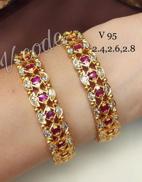 Red Stone Bangles In Gold, Jadau Bangles, Polki Bangles, Ruby Bangles, Stone Bangles, Gold Jewels Design, Neck Pieces Jewelry, Kundan Bangles, Gold Bangle Set