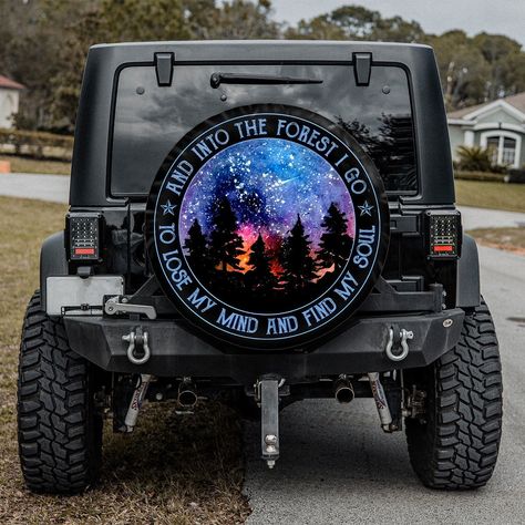 A tire cover is the perfect accessory for the outdoor enthusiast in your life! You can easily put your unique personality to refresh your vehicle. Our custom spare tire cover protects your car's spare tire against sun, rain, mud, and other harsh weather elements. 1. Product details: - Material: Waterproofing fabric (118gr/m2). The material is light, soft, water & dust-proof, durable, and easy to clean. - Drawcord closure: Strong and durable 100% polypropylene drawcord keeps the cover stay firmly Car Wheel Cover, Into The Forest I Go, Waterproofing Fabric, Into The Forest, Mountain Forest, Spare Tire Covers, Jeep Cars, Tire Cover, Windy Day