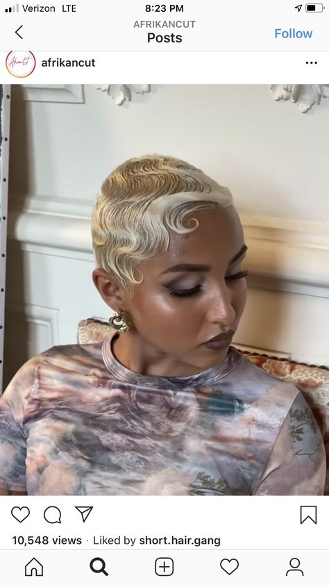 Short Blonde Fingerwaves Black Women, Platinum Blonde Finger Waves Black Women, Blonde Fingerwaves Black Women, Finger Waves Short Hair, Finger Wave, Twa Hairstyles, Blonde Hairstyle, Cut Life, Haute Hair