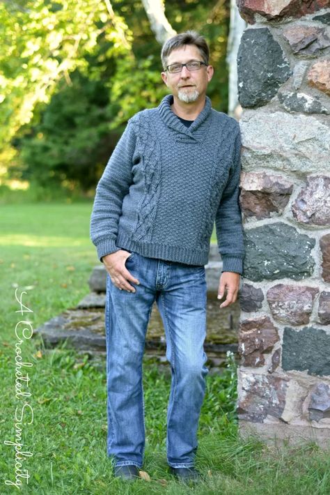 14 Crochet Sweater Patterns for Men That You'll Love Mens Crochet Sweater, Sewing Gifts For Men, Sewing Gift Ideas, Cable Sweater Pattern, Mens Crochet, Ladybug Baby, Crochet Men, Sweater Vest Mens, Pullover Sweater Men