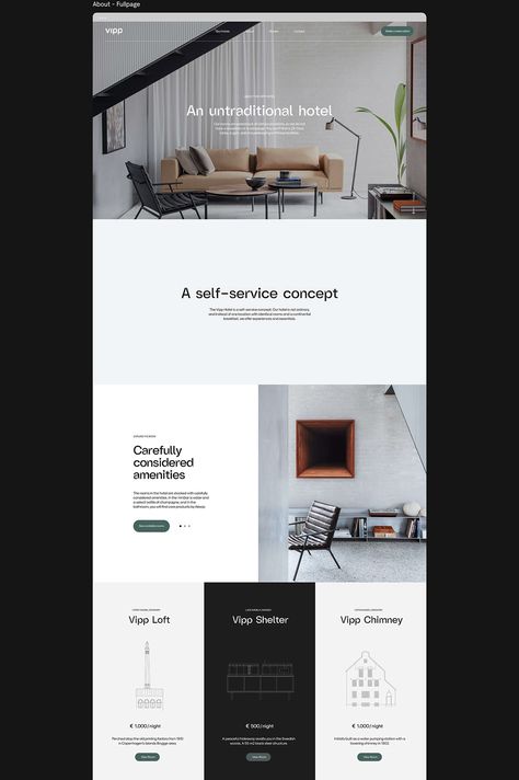 Vipp Hotel - Website on Behance Design De Configuration, Hotel Website Design, 블로그 디자인, Simple Website Design, Unique Website Design, Simple Web Design, Modern Website Design, Webdesign Inspiration, Dropshipping Store