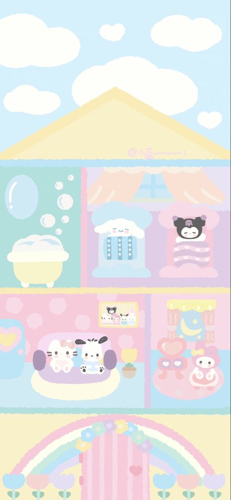 Sanrio Color Palette, Hello Kitty Coloring, Color Palette Inspiration, Sanrio Wallpaper, Palette Inspiration, Wallpaper Kpop, Kitty Wallpaper, Hello Kitty And Friends, Pastel Wallpaper