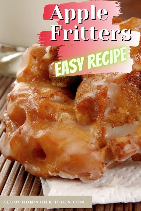 Apple Fritters AKA Apple fried donuts are wonderful breakfast pastries! This apple fritter donut is so yummy with a cup of coffee in the morning! You will like making up a batch of these apple fritters recipe for your family to enjoy! | SeductionInTheKitchen.com #applefritters #appledonuts #breakfastpastries Fried Apple Fritters Recipe, Apple Fritters Using Canned Pie Filling, Pioneer Woman Apple Fritters, Apple Fritters With Bisquick, Pioneer Woman Apple Fritters Recipe, Homemade Apple Fritters Easy, Shortcut Easy Apple Fritters, Air Fry Apple Fritters, Easy Apple Fritters Recipe Simple