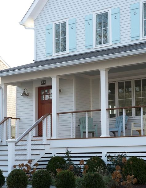 cable wire railing | House Exterior | Pinterest | Railings, Porch ... Front Porch Pictures, Porch Handrails, Front Porch Remodel, Country Front Porches, Front Porch Posts, Modern Front Porches, Veranda Design, Front Porch Columns, Front Porch Railings