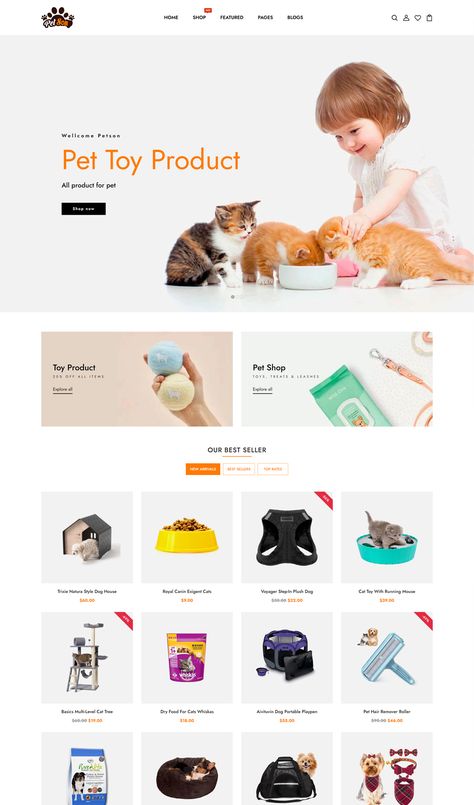 Pet Shop & Pet Accessories Shopify Theme Pet Shop Website Design, Cat Website, Adobe Illustrator Graphic Design, Puppy Accessories, Website Ideas, Webpage Design, Learning Websites, Template Site, Web Template Design