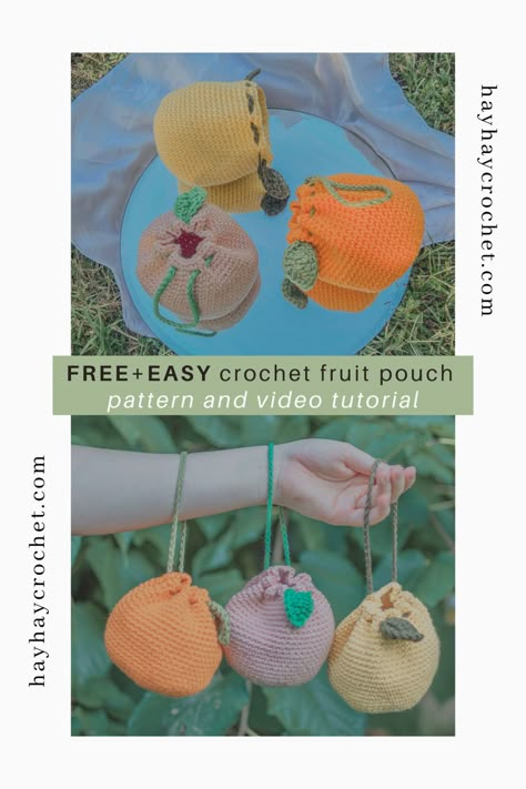 Crochet Peach Pouch Pattern, Crochet Fruit Purse Free Pattern, Peach Bag Crochet Pattern, Fruit Drawstring Bag Crochet, Crochet Orange Bag Free Pattern, Lemon Drawstring Bag Crochet, Fruit Market Bag Crochet, Lemon Pouch Crochet, Fruit Bag Crochet Free Pattern