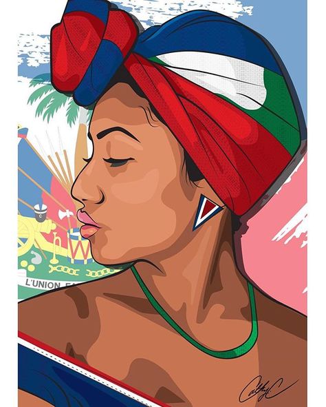 I'm throwing back to this  illustration to scream Happy Haitian Flag Day! To my people,sing, dance, and be merry. I am you. We are each other.  L'Union Fait la Force.  #haitianflagday #haiti #haitian #art #blackart Arte Aries, Haitian Flag, Puerto Rico Art, Haitian Art, Caribbean Art, African Art Paintings, Afrocentric Art, Black Art Painting, Cartoon Tattoos