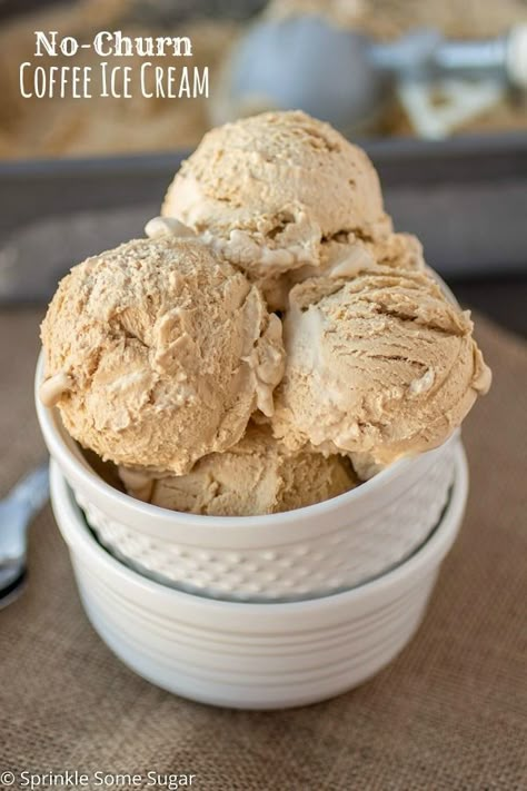 No-Churn Coffee Ice Cream. So creamy, flavorful and best of all, ridiculously easy to make! My new favorite way to make ice cream! No Churn Coffee Ice Cream, Fudge Popsicles, Coffee Ice Cream Recipe, Scoops Of Ice Cream, Churn Ice Cream, Ice Cream Sprinkles, Ice Cream Gelato, Homemade Ice Cream Recipes, No Churn Ice Cream