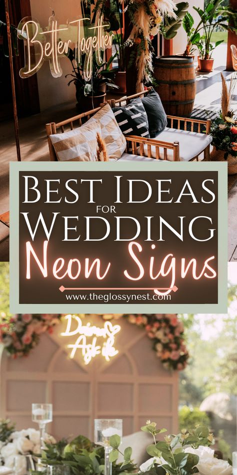 best ideas for wedding neon signs, displays, decorations, decor Neon Sign Display Wedding, Head Tables For Weddings Receptions, Wedding Neon Sign Ideas, Sign Decor Ideas, Backdrop Head Table, Neon Sign Wedding Backdrop, Arch Greenery, Neon Signs Wedding, Neon Sign Ideas