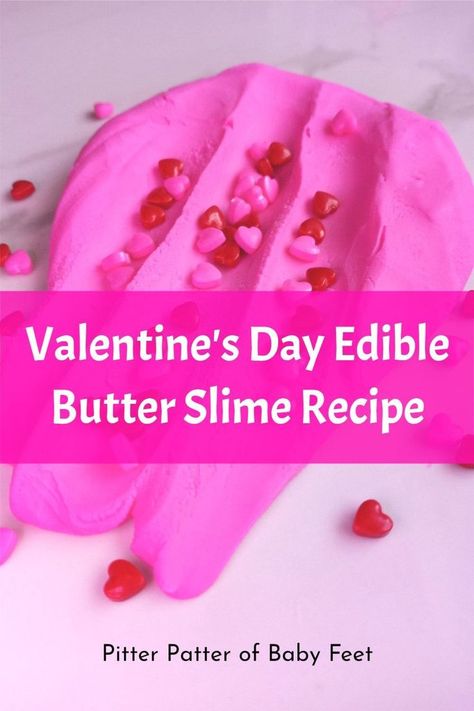 Jan 12, 2022 - Let's combine a sensory experience and the most loving day of the year with this buttery Valentine's Day slime recipe! Valentines Day Sensory Activities, Slime Recipe Edible, Edible Slime For Kids, Valentines Day Slime, Slime Recipe Easy, Slime With Shaving Cream, Butter Slime Recipe, Edible Sensory, Edible Sensory Play