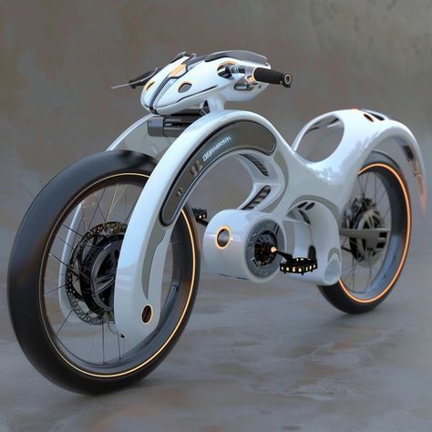 Future Bike Concept, Futuristic Bike Design, Sci Fi Bike Concept Art, Retro Futuristic Motorcycle, Futuristic Bicycle Design, Concept Cars Vintage, Electric Motorbike, Tricycle Bike, Motorbike Design